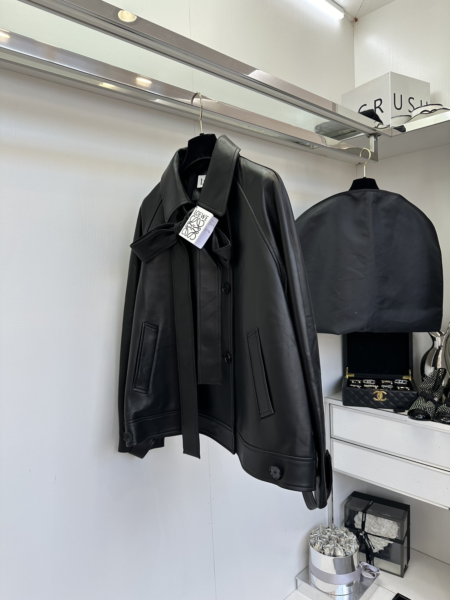 Chic Bow Detail Leather Jacket - Soft Lambskin, Trendy Design 4 i1728455712 4957 2