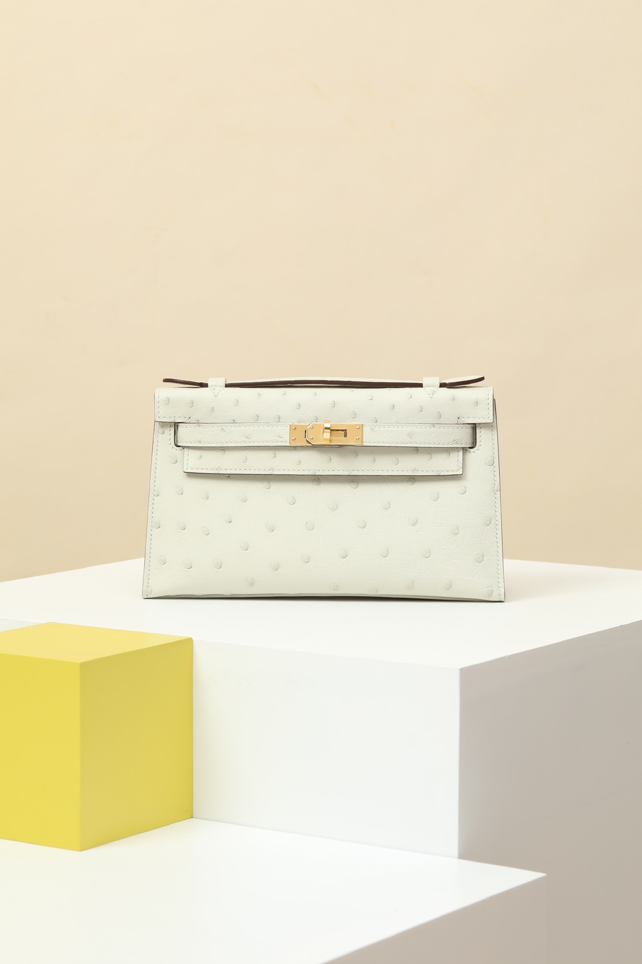 Hermes Kelly Borsette Borse Crossbody & Borse a Tracolla Acquista replica
 Oro Bianco Cuoio di struzzo Lana Mini