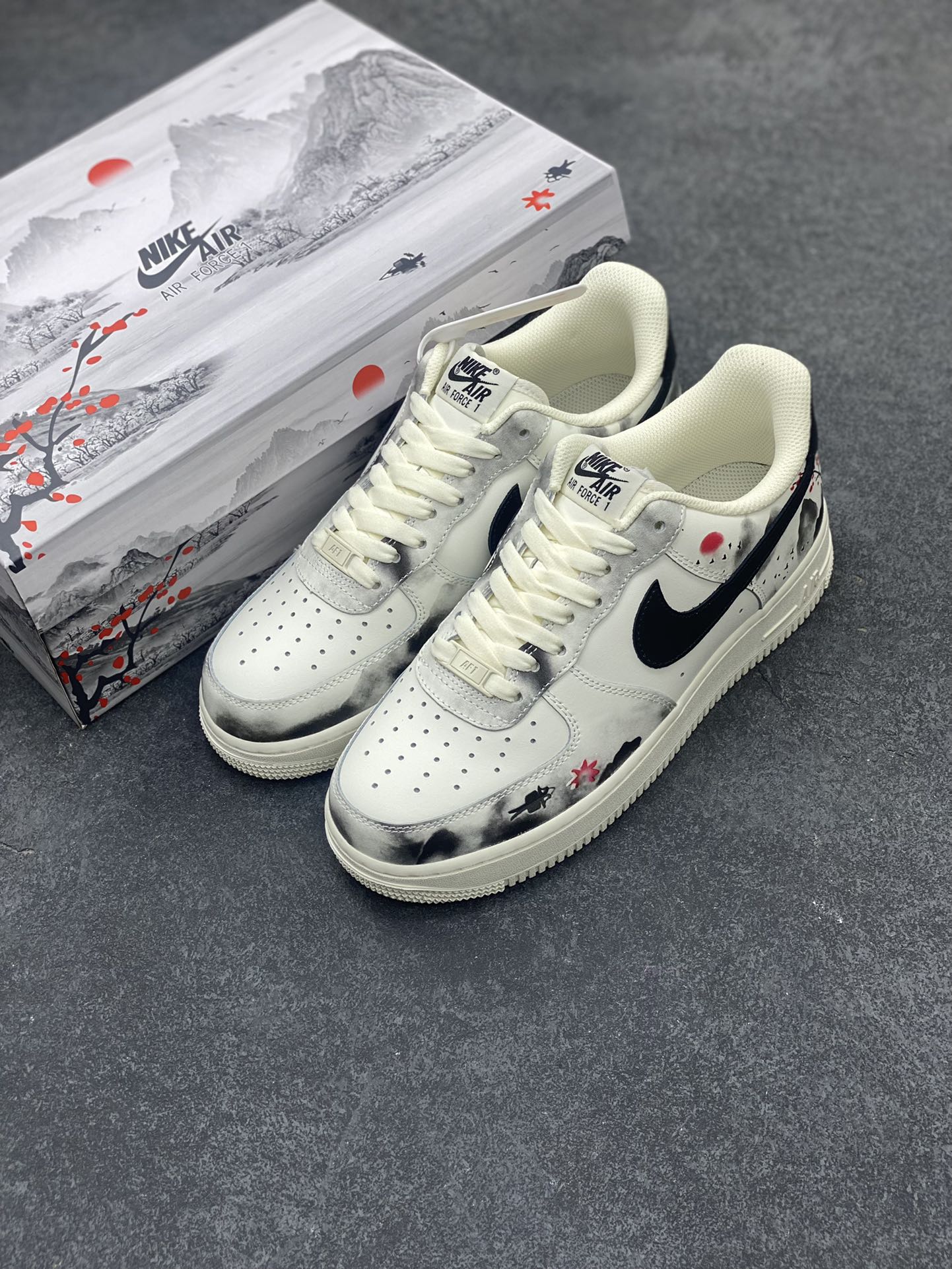 图片[8]-Nike Air Force 1 Low’07 国潮 水墨画配色 空军一号低帮休闲板鞋 定制皮料 原厂3D打印 3M反光 定制鞋盒 原楦原纸板 纯正空军版型 内置全掌气垫 货号：BL1522-088 尺码：36 36.5 37.5 38 38.5 39 40 40.5 41 42 42.5 43 44 44.5 45-选品中心