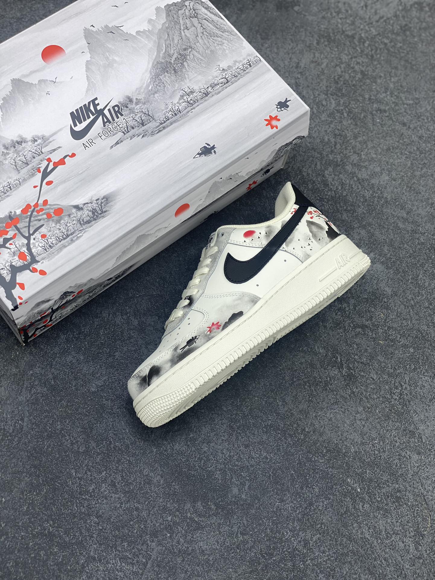 图片[7]-Nike Air Force 1 Low’07 国潮 水墨画配色 空军一号低帮休闲板鞋 定制皮料 原厂3D打印 3M反光 定制鞋盒 原楦原纸板 纯正空军版型 内置全掌气垫 货号：BL1522-088 尺码：36 36.5 37.5 38 38.5 39 40 40.5 41 42 42.5 43 44 44.5 45-选品中心