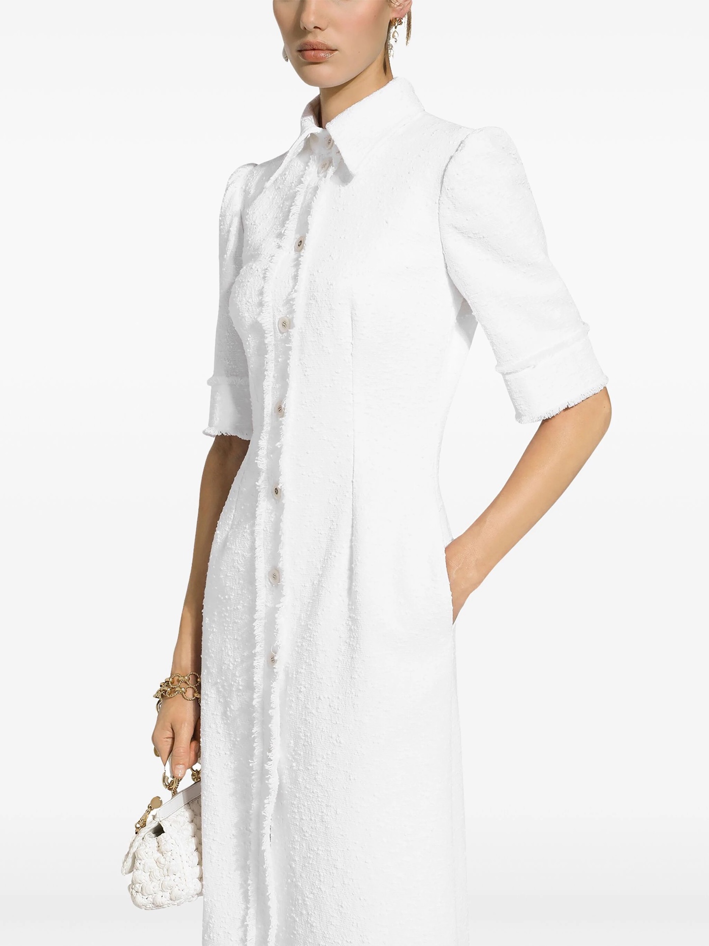 “New Packaged DG Women’s Suit with White Swipe Short Sleeve Custom Buttons” - 图片 5