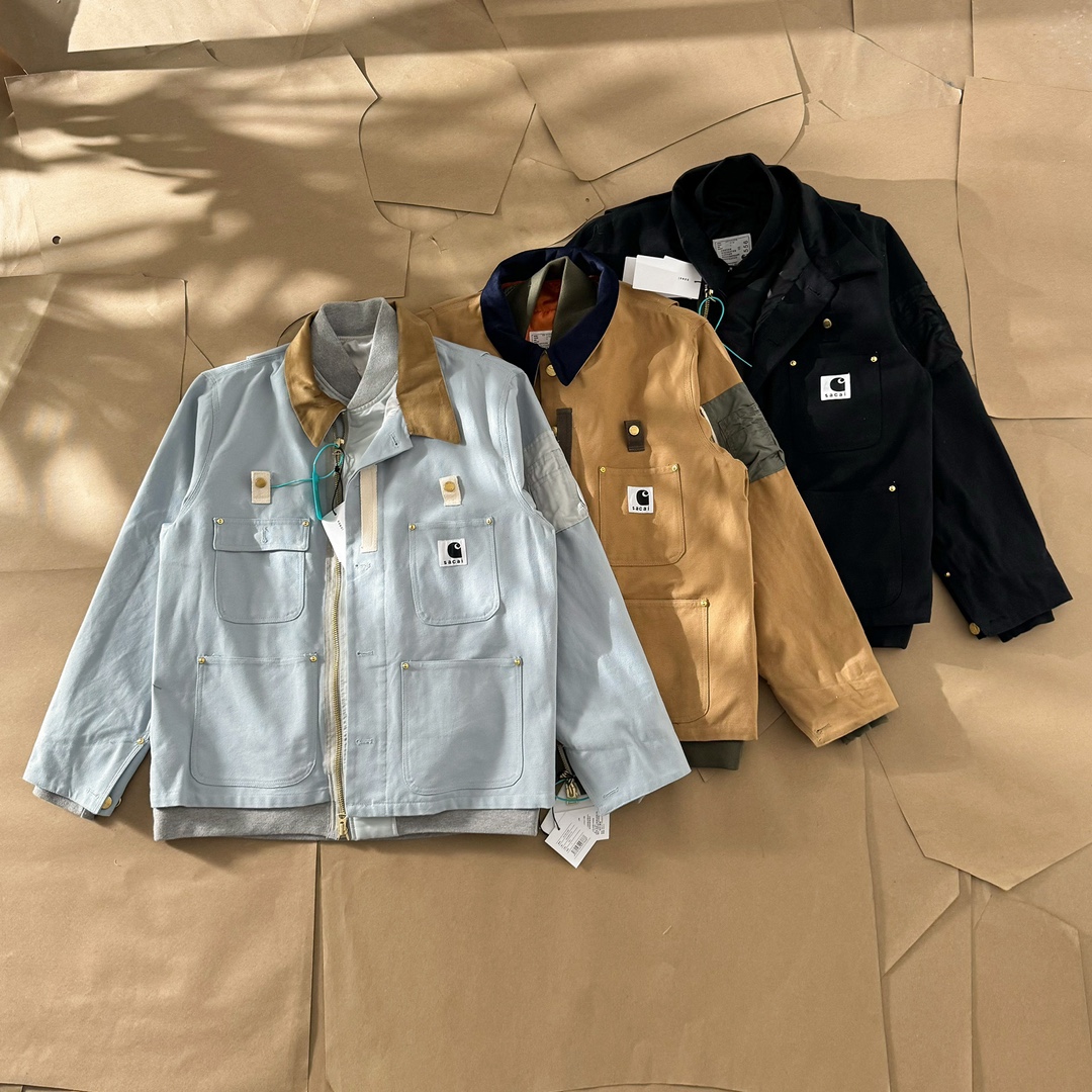 Carhartt Kleding Jas &Jassen Zwart Blauw KhakiName Splijten Unisex Katoen Casual