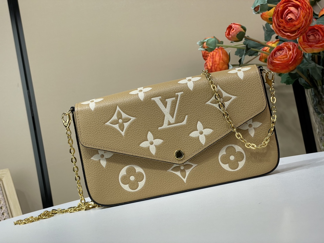 Louis Vuitton LV Pochette FeLicie Sacs À Bandoulière & À Épaule Le Brun Imprimé Empreinte​ La chaîne M61276