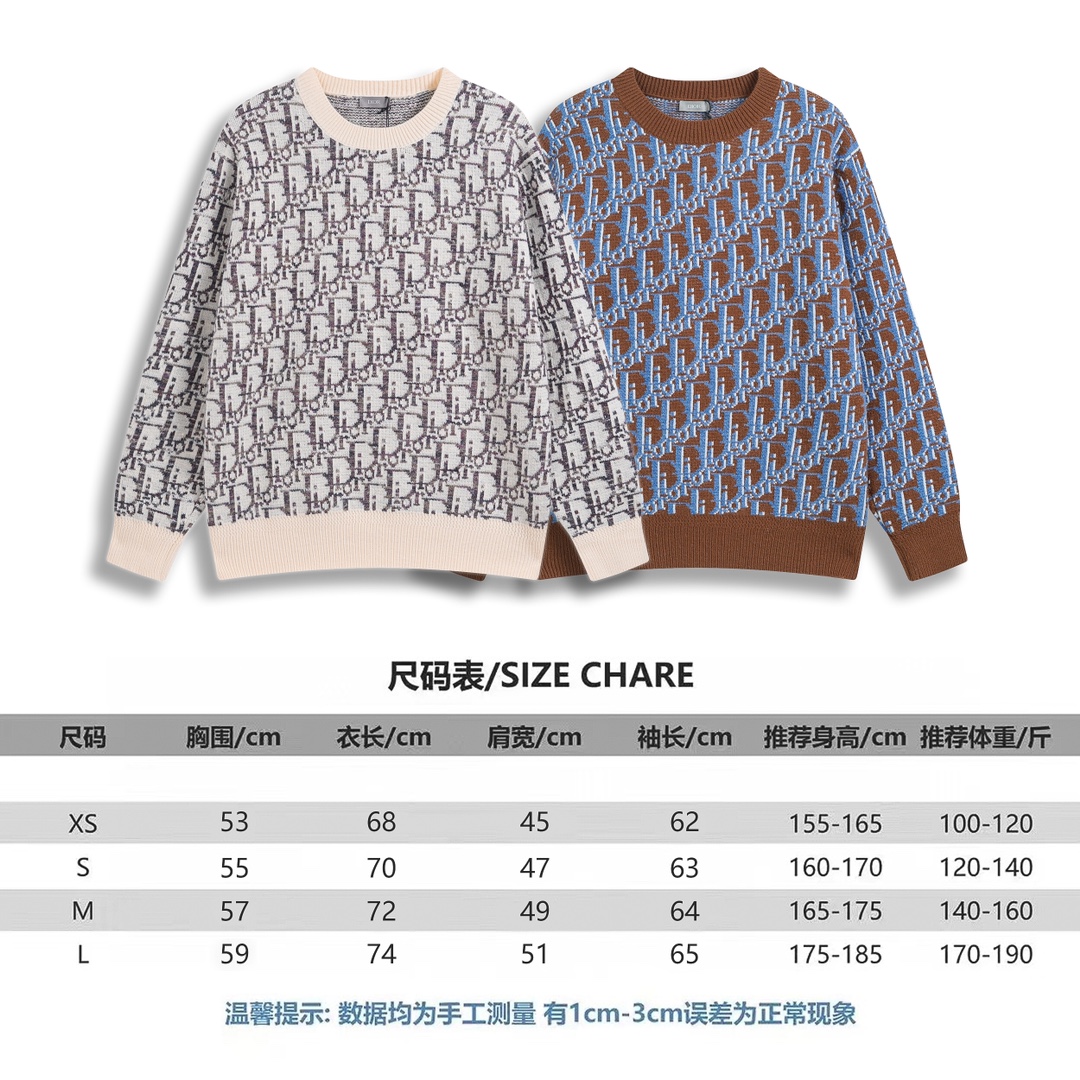 “High-Quality Knitted Sweaters Reinterpreting Dior Classic with Oblique Stamps” - 图片 9