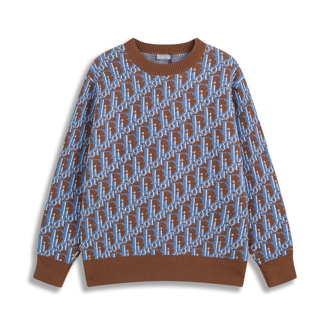 “High-Quality Knitted Sweaters Reinterpreting Dior Classic with Oblique Stamps” - 图片 1