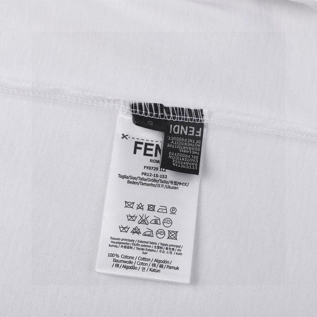 芬迪/Fendi 夏季新品高端品质 五角F刺绣植绒圆领短袖T恤