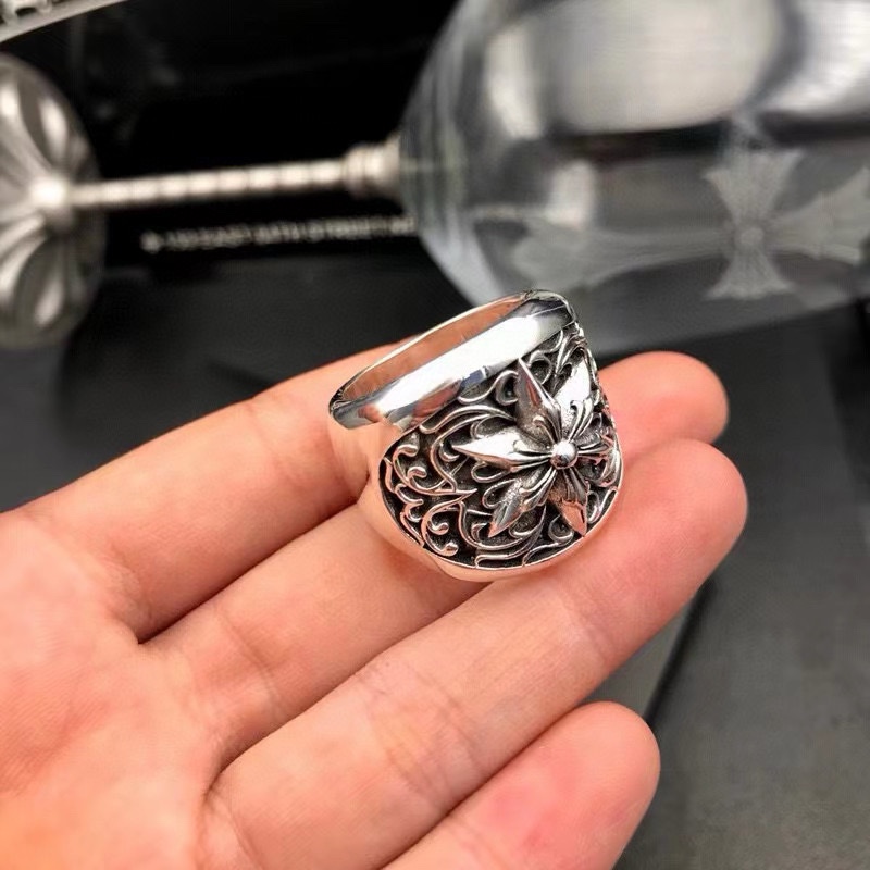 批☄️克罗心经典复古六芒星✡戒指 Chrome Hearts哥特泰银的设计风格融合摇滚朋克、街头嘻哈等低调的奢华风 3