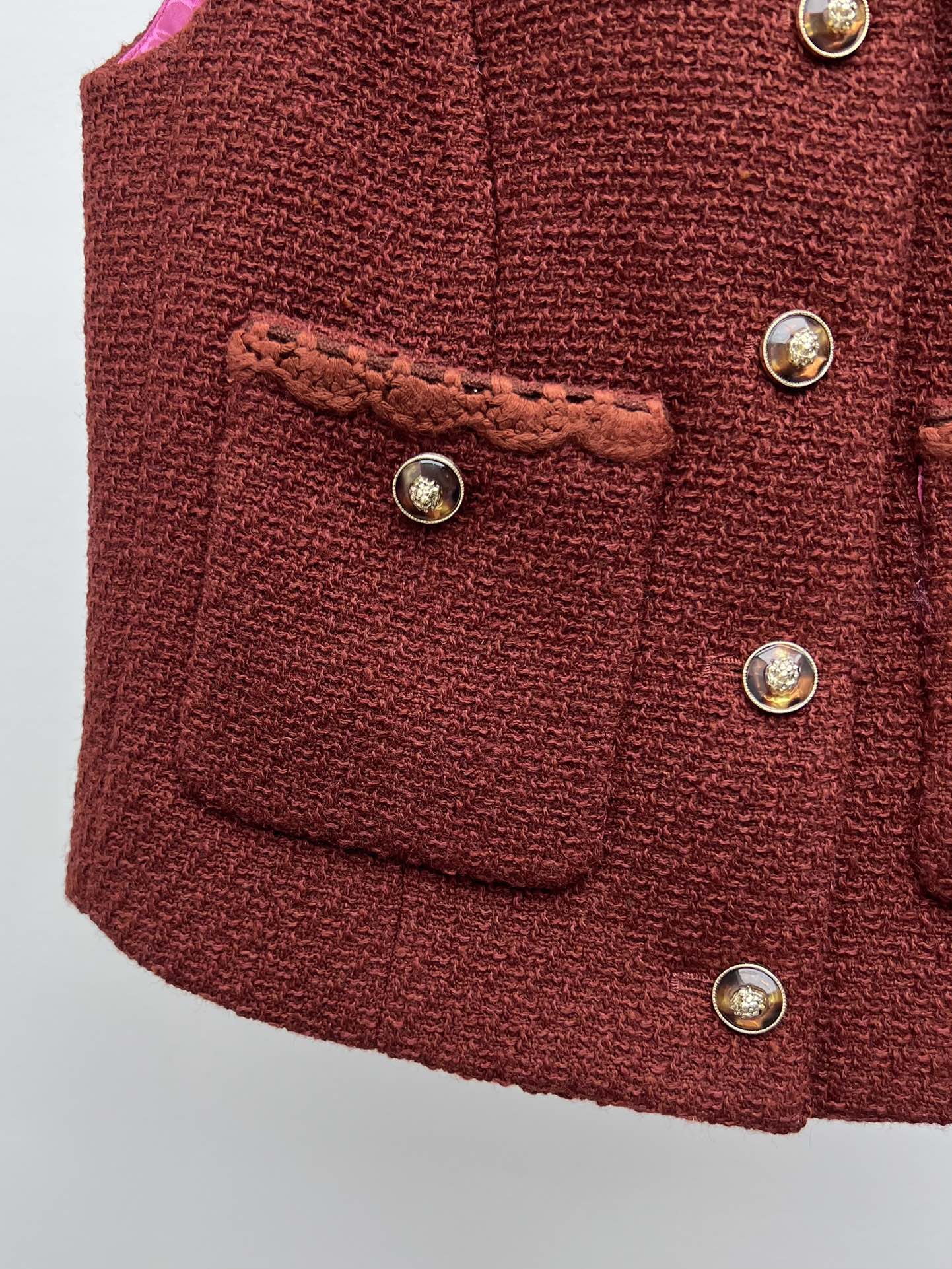 Chanel Red Tweed Sleeveless Waistcoat & Skirt Suit
