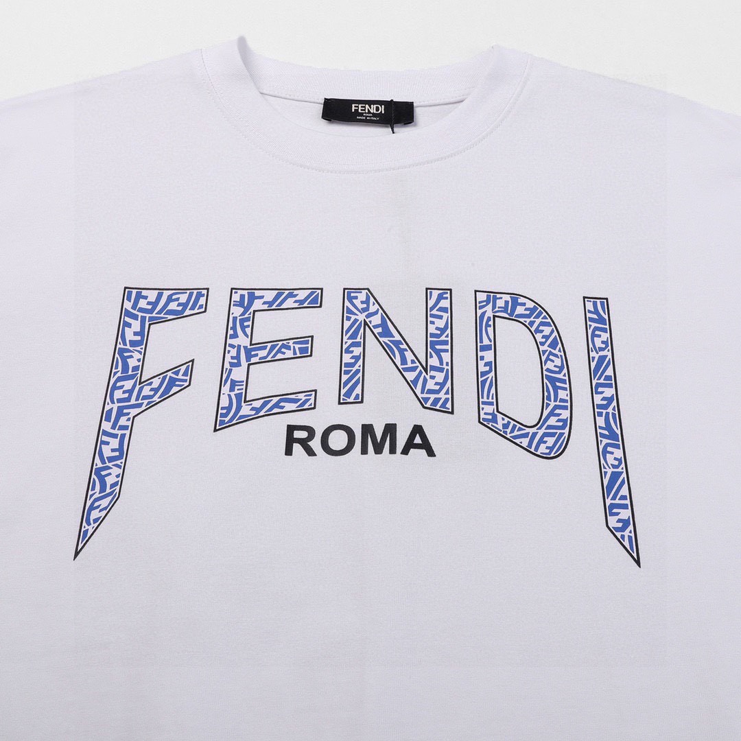 芬迪/Fendi 夏季新品 经典立体印花撞色领短袖T恤