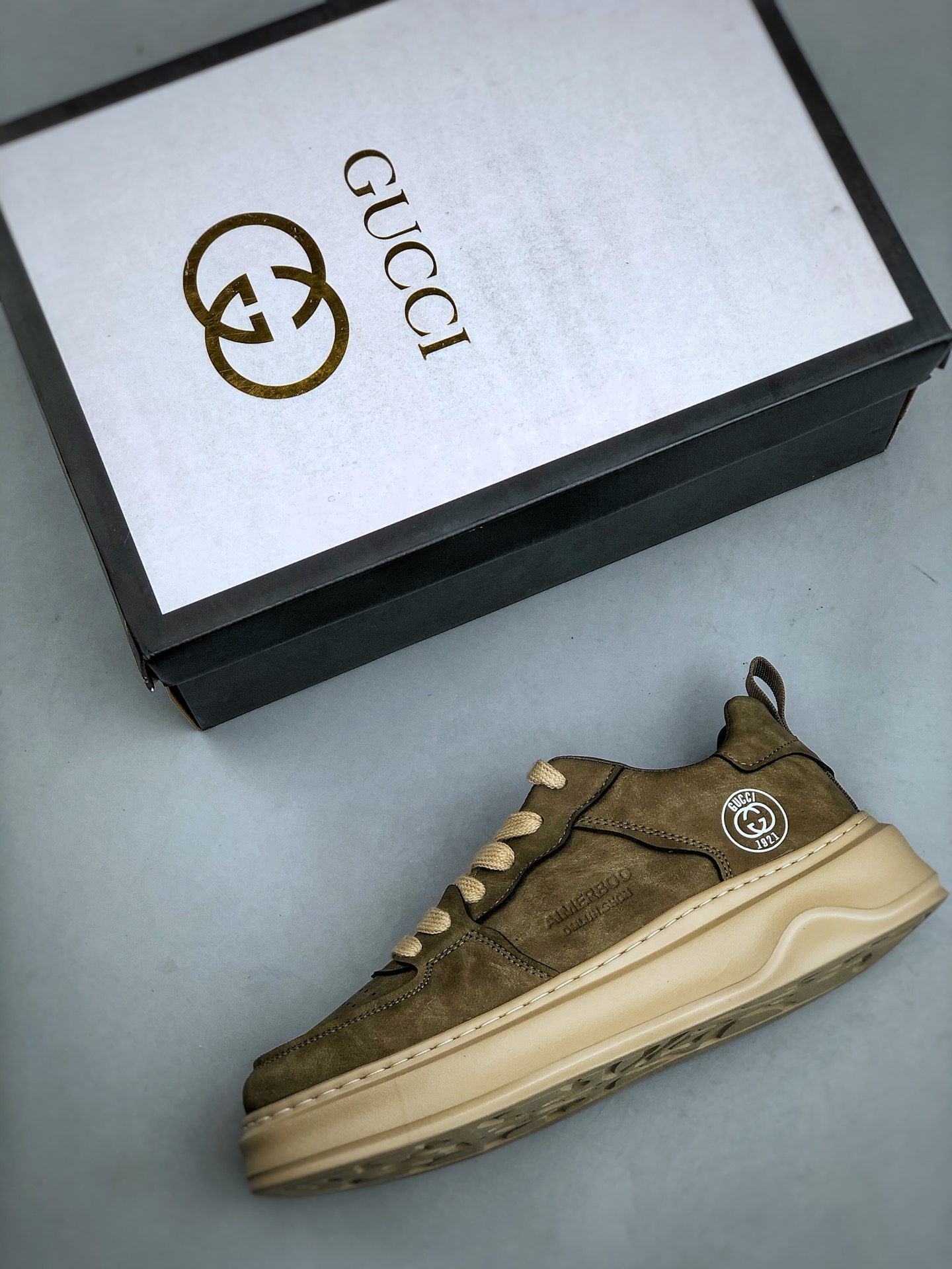 Gucci 轻奢单品 广东品质原厂 高奢古驰Gucci Screener GG High-Top Sneaker休闲潮鞋系列