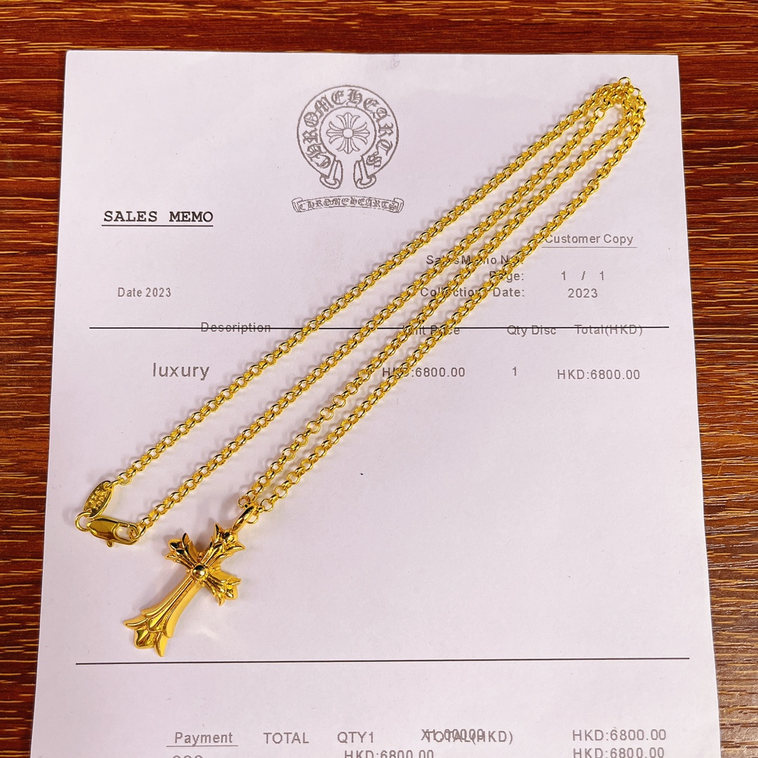 NO:377916,Croxin counter hits, direct sales price of the manufacturer, original one to one replica of the same style as men and women, Croxin gold necklace, jewelry boutique, chrome hearts, necklace, gold19860909克罗心专柜爆款 厂家直销价 原版一比一复刻 男女同款 克罗心黄金色项链,饰品精品,chrome hearts,necklace,gold,Jewelry