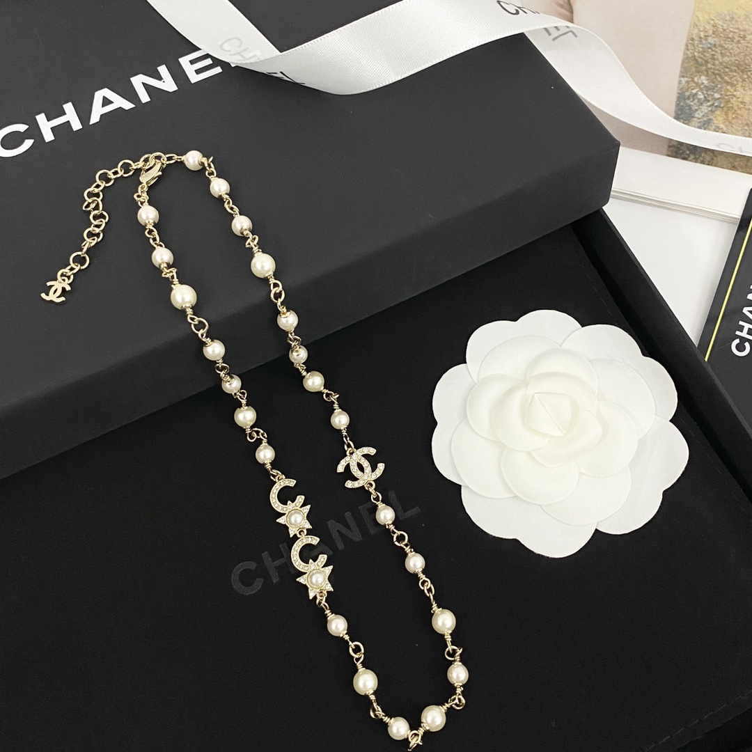 CHAN 24 Double C Star Pearl Necklace - Elegant & Playful Design 7 i1728893499 8102 6