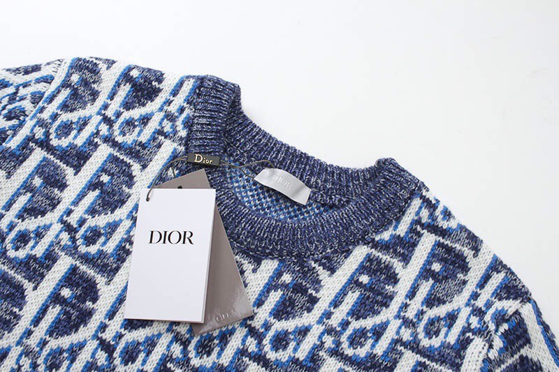 迪奥/Dior 秋冬新品 经典老花字母满印提花圆领毛衣