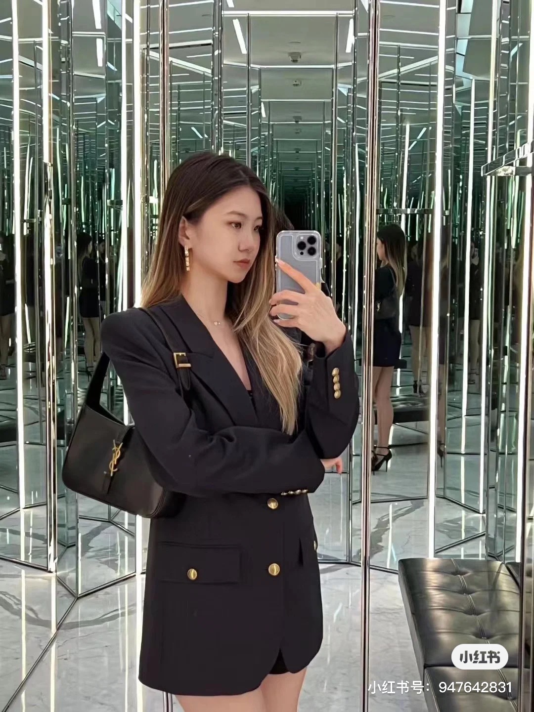 NO:308180,Model number G21638 Saint Laurent YSL new custom high-end quality!  Snake bone chain with collar edge decoration double-breasted flip pockets fashionable and versatile wool blazer!  Black, (Size S bust 92, waist 84, sleeve length 58, clothing length 68, saint laurent, saint laurent, jackets & coats, business suit, alexander wang19860909款号G21638 圣罗兰YSL新款定制高端精品质量！领边蛇骨链装饰双排扣翻盖口袋时尚百搭羊毛西装外套！黑色、（S码胸围92,腰部84,袖长58,衣长68,,saint laurent,saint laurent,jackets & coats,business suit,alexander wang,Women's clothing