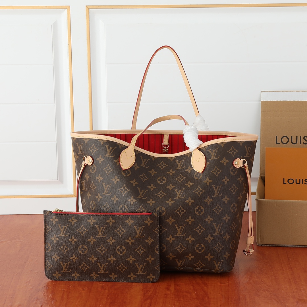 Louis Vuitton Neverfull Medium Tote Bag, Monogram Canvas with Pouch