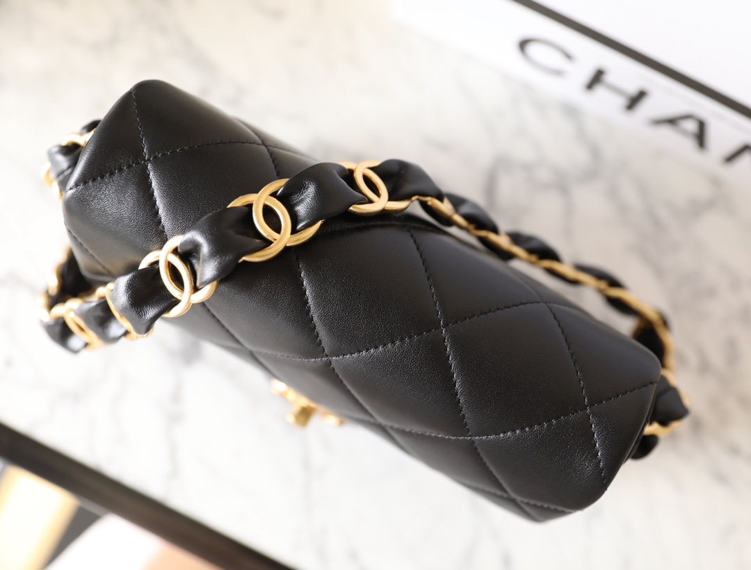 Double C Chunky Chain Flap Bag (Medium) ♥ Black - Bag 4