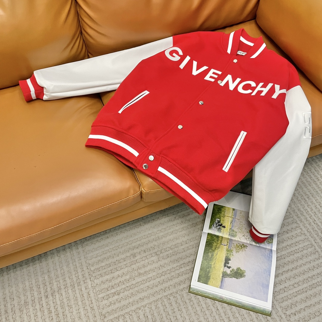 GVC➡️Chaqueta de béisbol Givenchy 24ss, nueva otoño e invierno 60% lana + 40% algodón orgánico lana hecha a medida con …