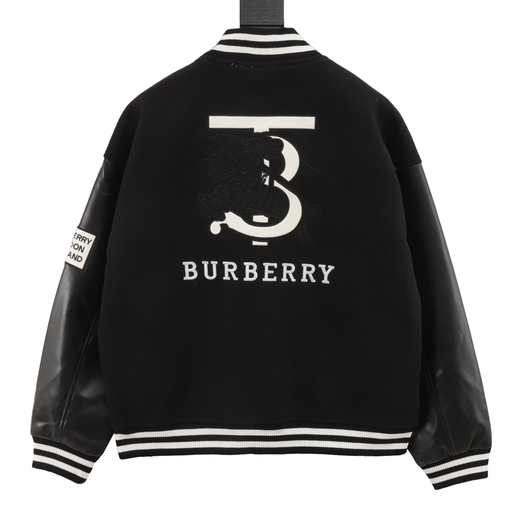 Burberry/巴宝莉 植绒字母刺绣拼接棒球服夹克外套