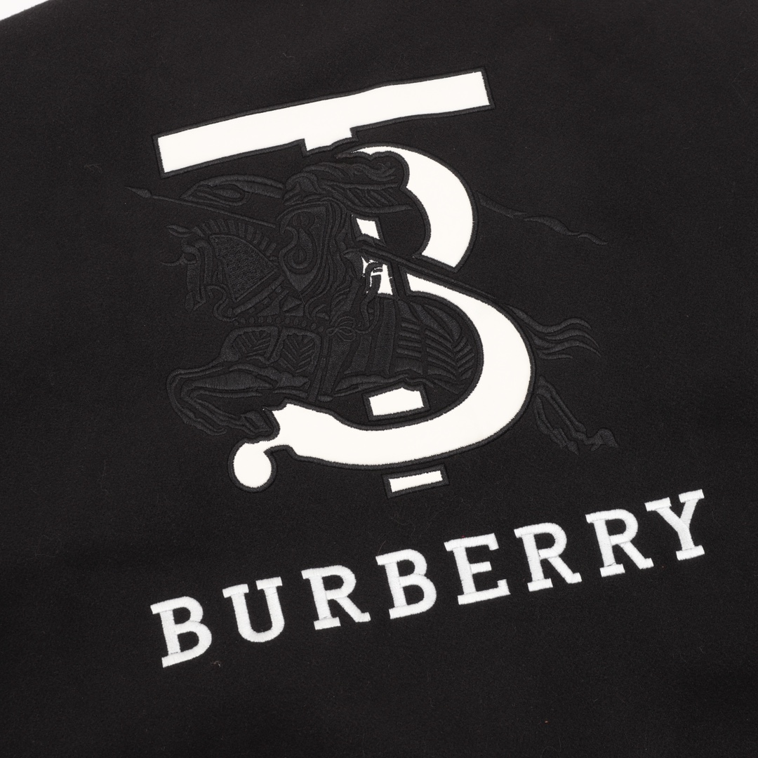 Burberry/巴宝莉 植绒字母刺绣拼接棒球服夹克外套