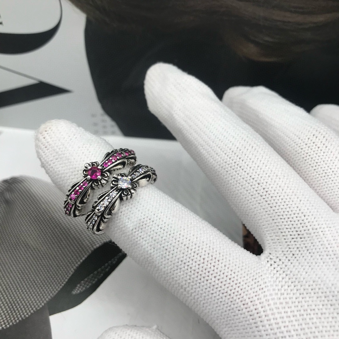 Chrome Hearts ❤️ 克罗心十字架彩钻开口戒指 3