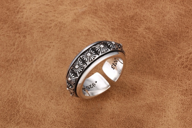 Chrome Hearts Style Cross Flower Opening Ring, Vintage Silver Couple Ring 1 Chrome Hearts Style Cross Flower Opening Ring, Vintage Silver Couple Ring