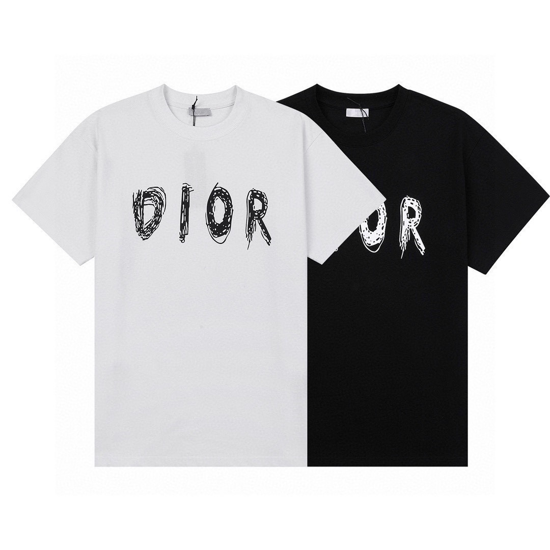 迪奥/Dior 夏季新款高端品质 经典字母印花圆领短袖T恤