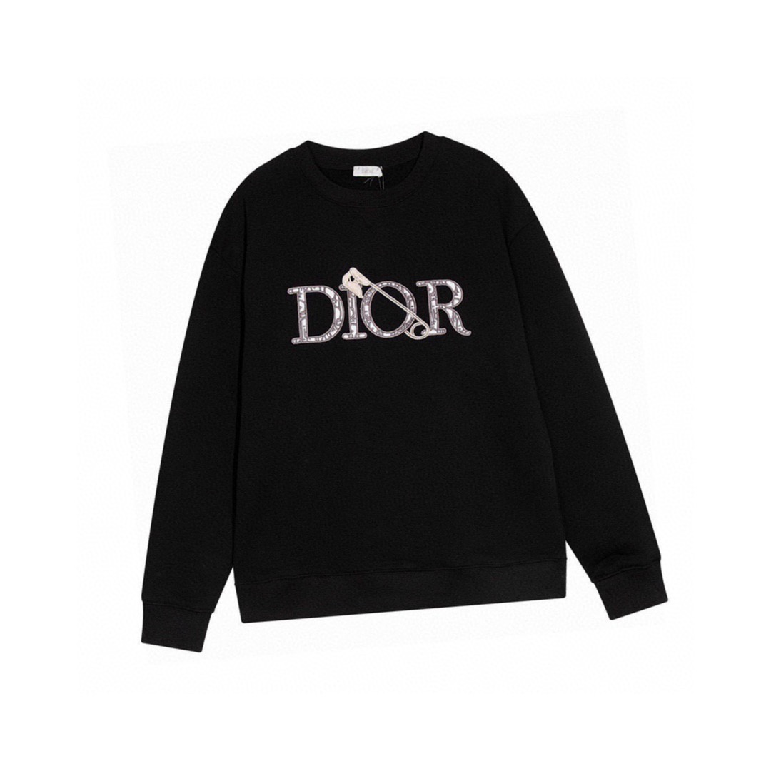 迪奥/Dior 秋冬新款 经典别针字母刺绣圆领卫衣