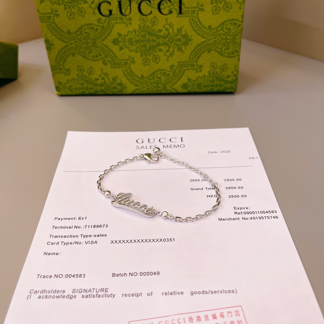 GUCCI古驰饰手写体Gucci标识手链 3