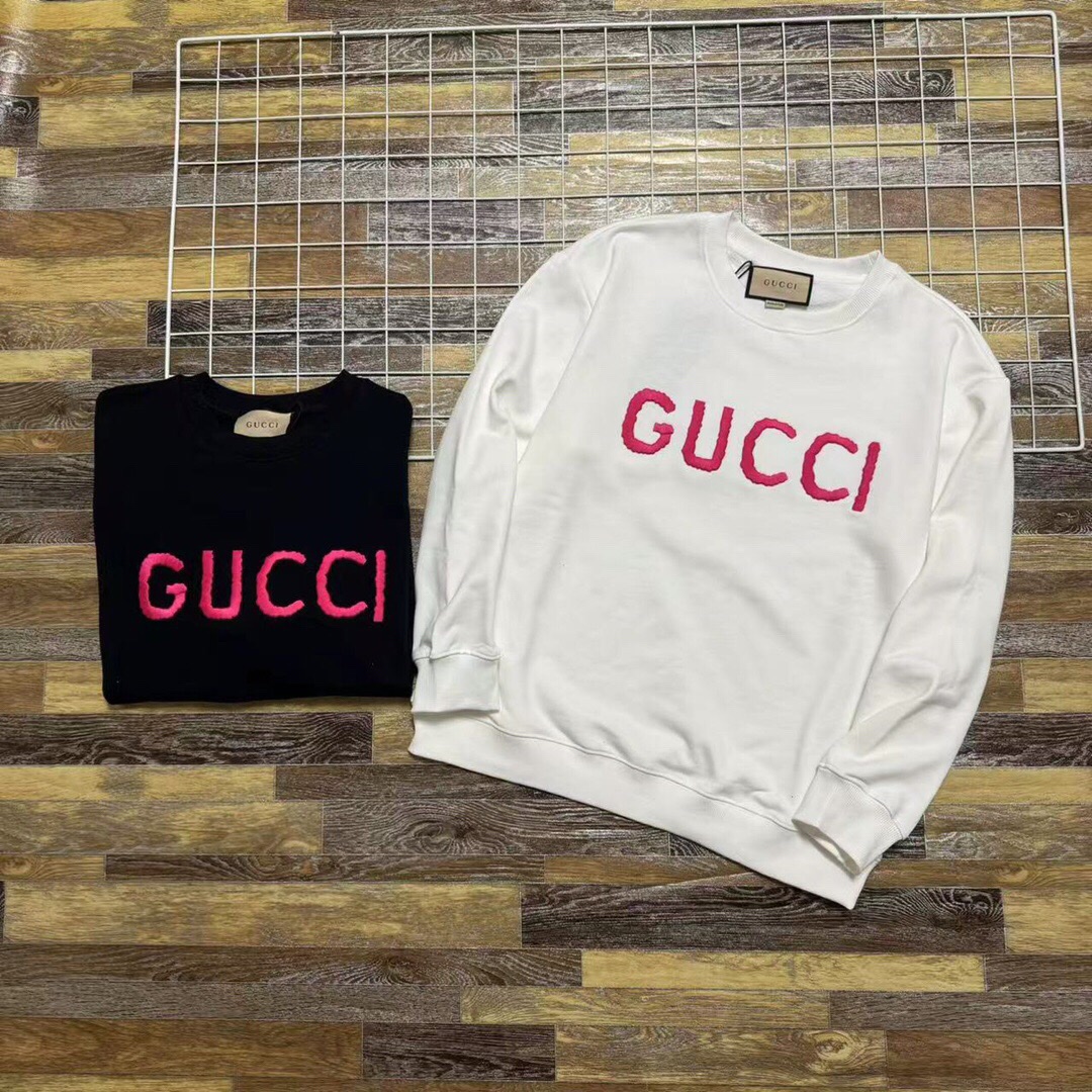 Gucci 2024 Pink Embroidered Logo Cotton Crew Neck Sweatshirt for Men and Women 5 i1729522283 1004 3