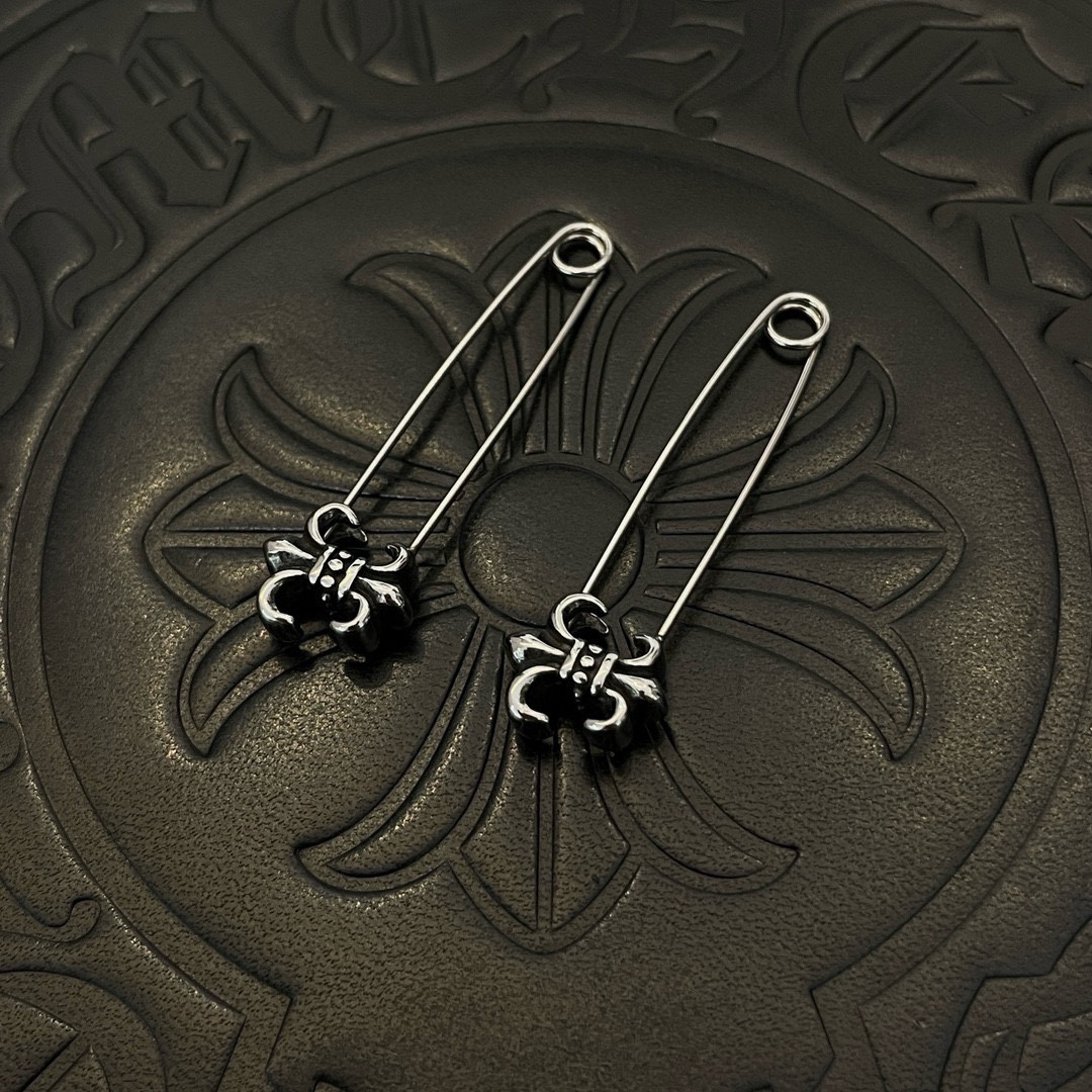 chrome heart—克罗心别针耳钉,童军花耳环,手工制作 古银风格 专柜 2