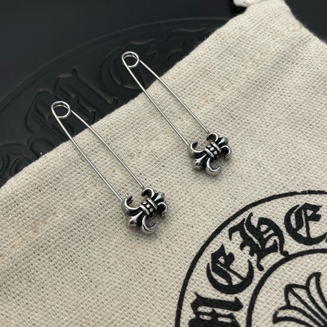 chrome heart—克罗心别针耳钉,童军花耳环,手工制作 古银风格 专柜 5