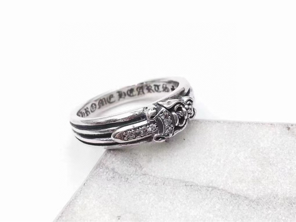 精工版本 chromehearts 克罗心十字架宝剑戒指❤ 古银工艺 开模 男女指环 情侣对戒,朋克戒指 摇滚嘻哈潮流风格,复古元素 官网同款 4