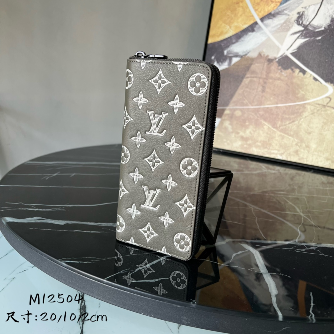 芯片版顶级原单M12504本款ZippyVertical钱夹取材MonogramShadow压纹印花牛皮