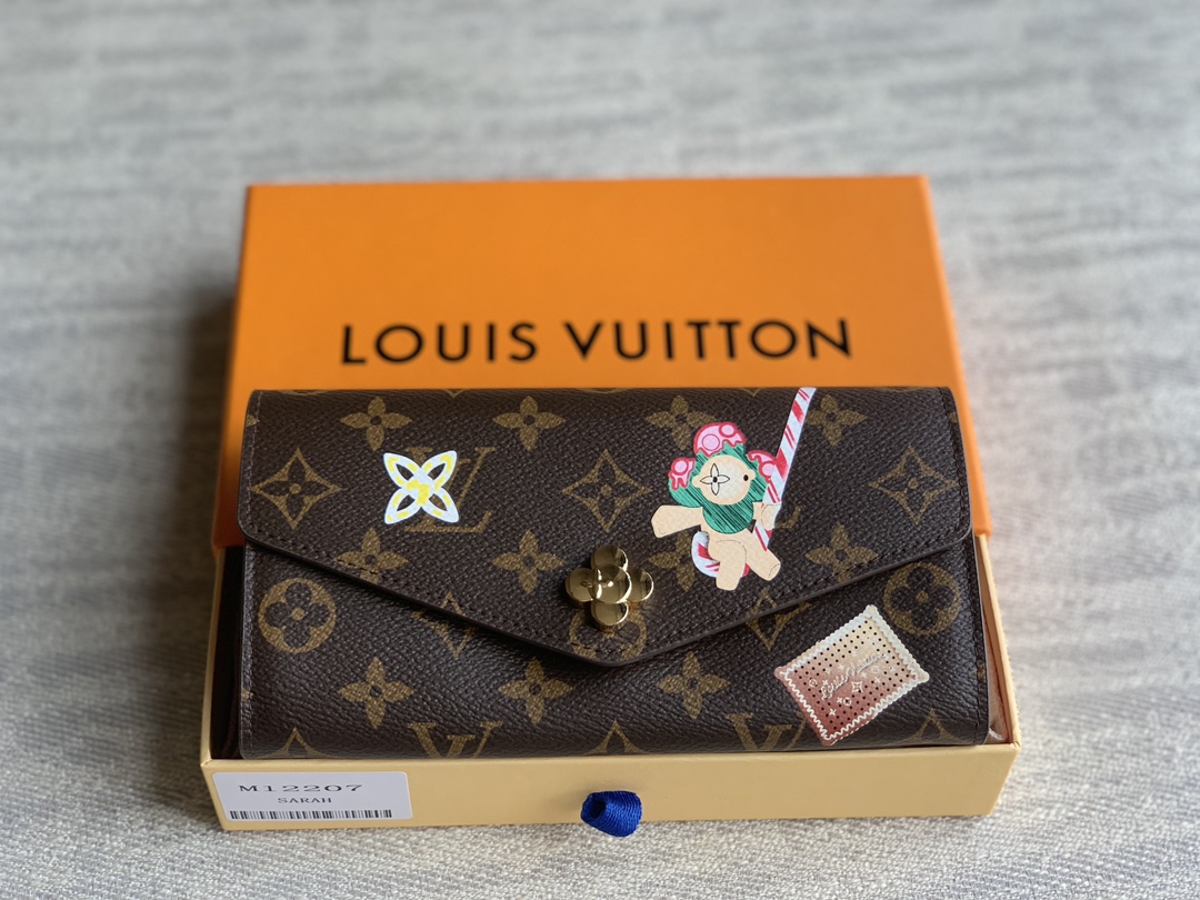 Louis Vuitton Monederos Oro Rojo Monogram Canvas Piel de vaca Lona Cuero M60531