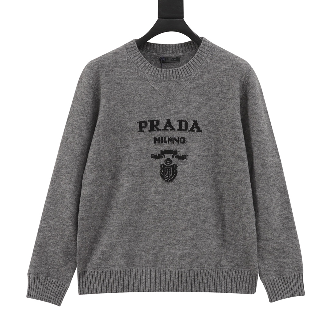 Prada/普拉达 胸前字母提花圆领毛衣