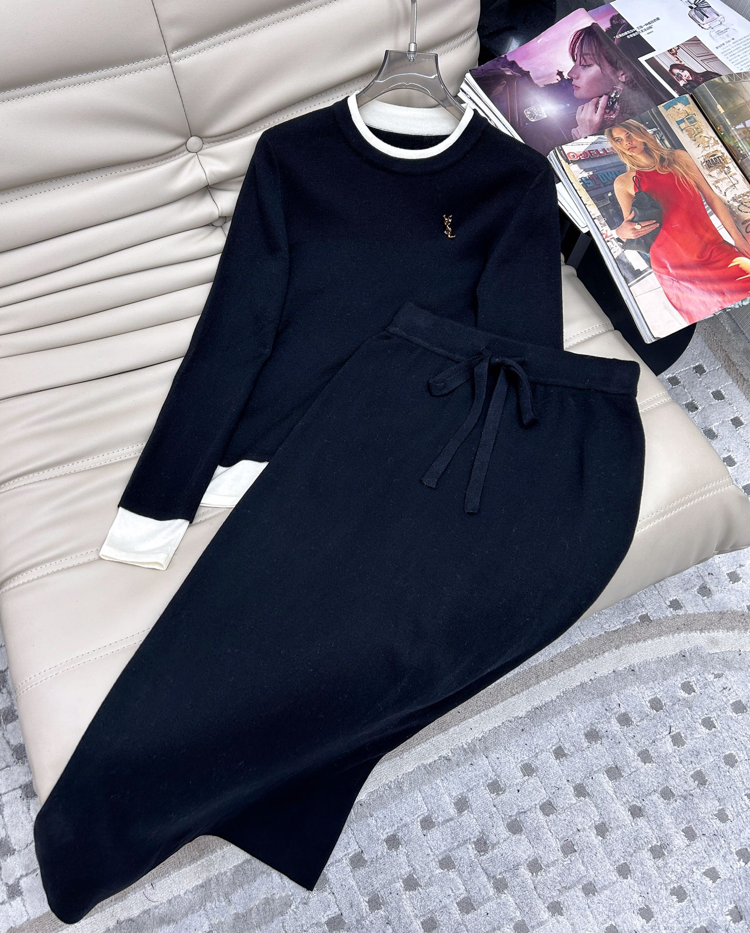 Replica perfetta
 Yves Saint Laurent Abbigliamento Maglione Gonne Felpe Lavorazione a maglia Lana Collezione Autunno/Inverno Fashion Maniche lunghe