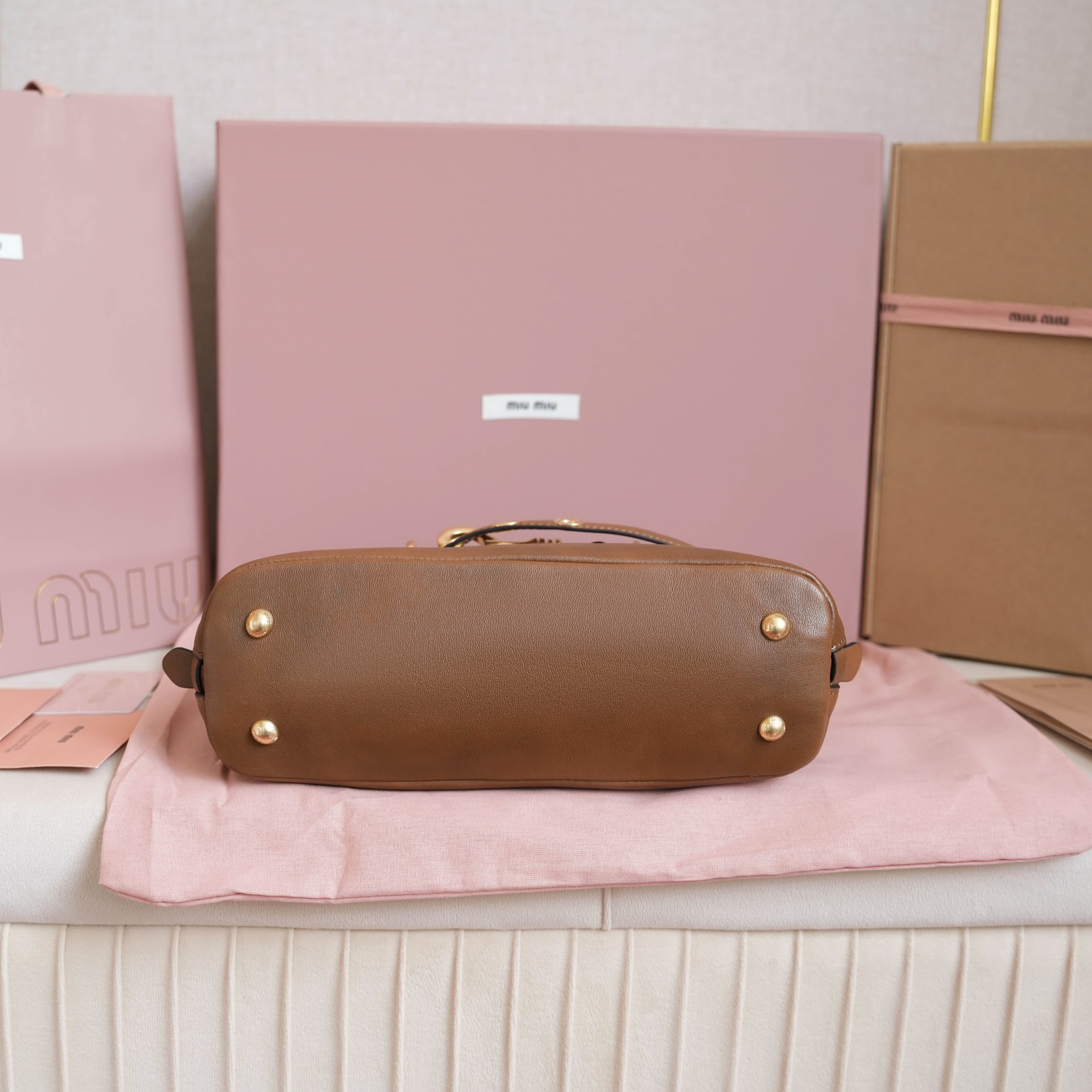 Miu Miu Aventure Nappa Leather Top Handle Bowling Bag, Brown Leather 6 a1729840711047 7288