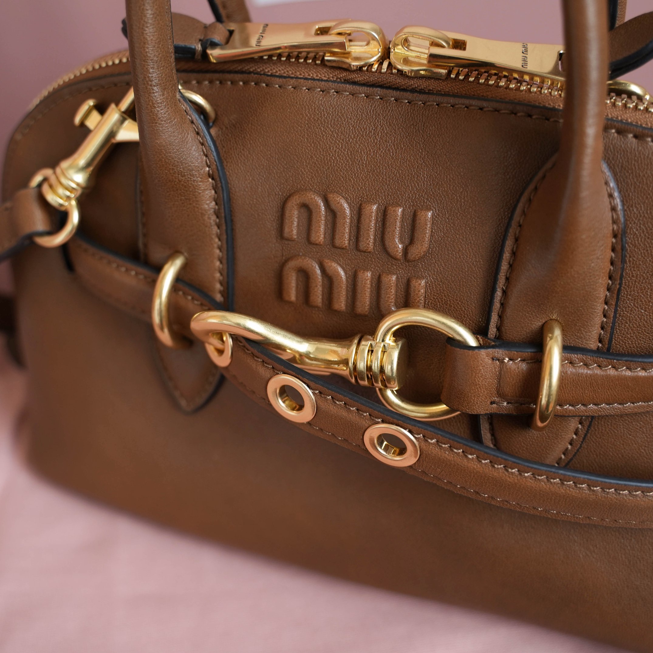 Miu Miu Aventure Nappa Leather Top Handle Bowling Bag, Brown Leather 7 a1729840711254 8314