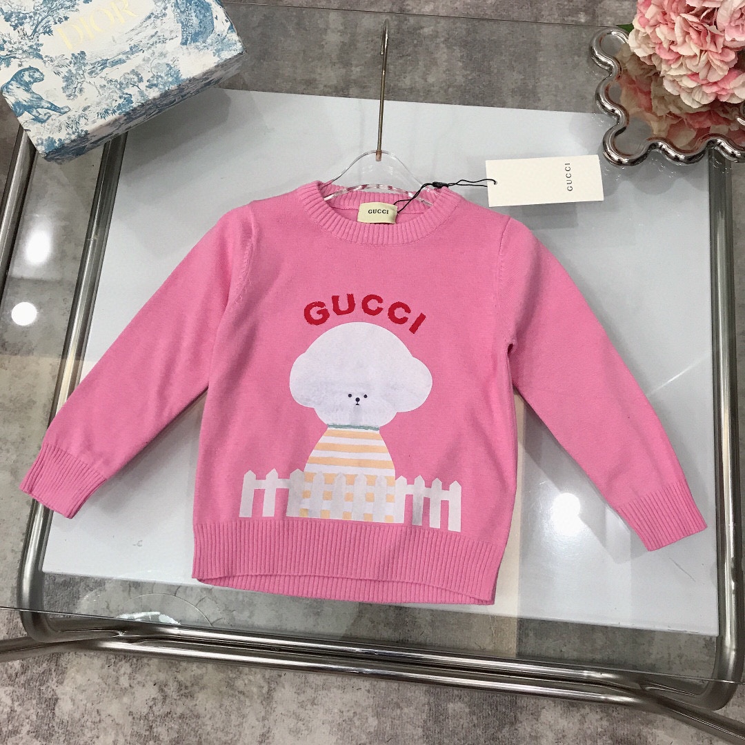 “GUCC* High-Quality Knit Sweaters for Boys and Girls, Cute Pup Design, Soft and Cozy” - 图片 2