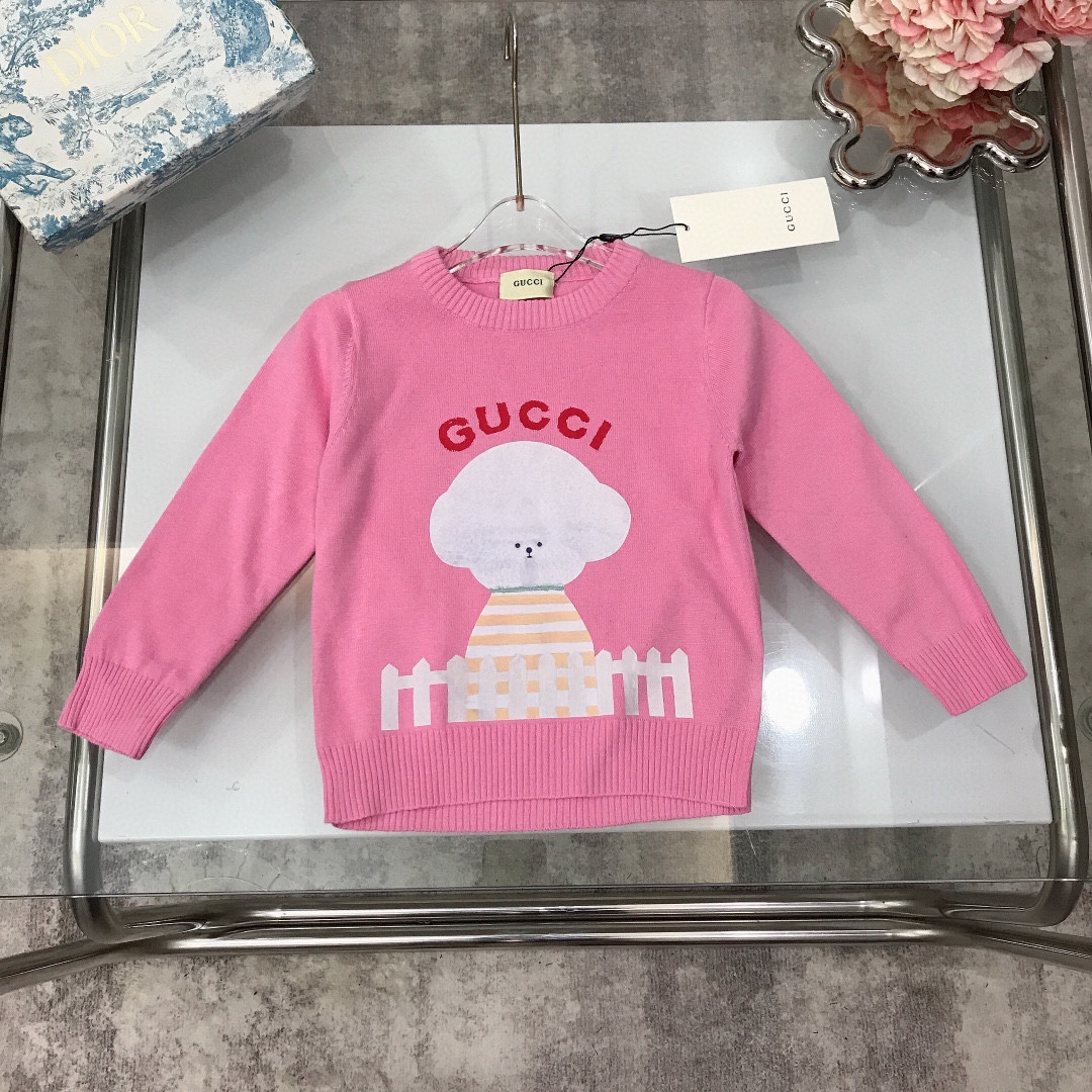 “GUCC* High-Quality Knit Sweaters for Boys and Girls, Cute Pup Design, Soft and Cozy” - 图片 1