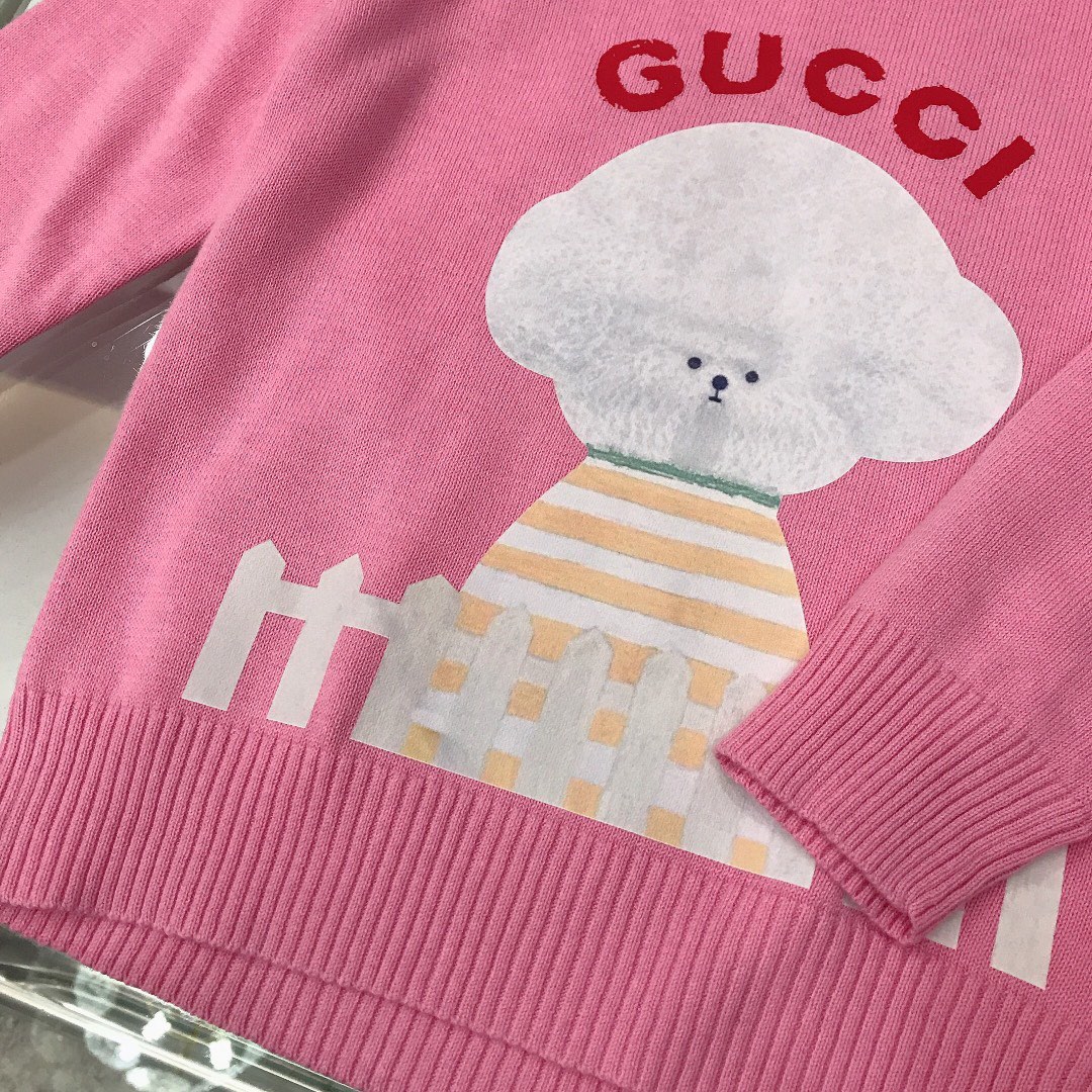 “GUCC* High-Quality Knit Sweaters for Boys and Girls, Cute Pup Design, Soft and Cozy” - 图片 7