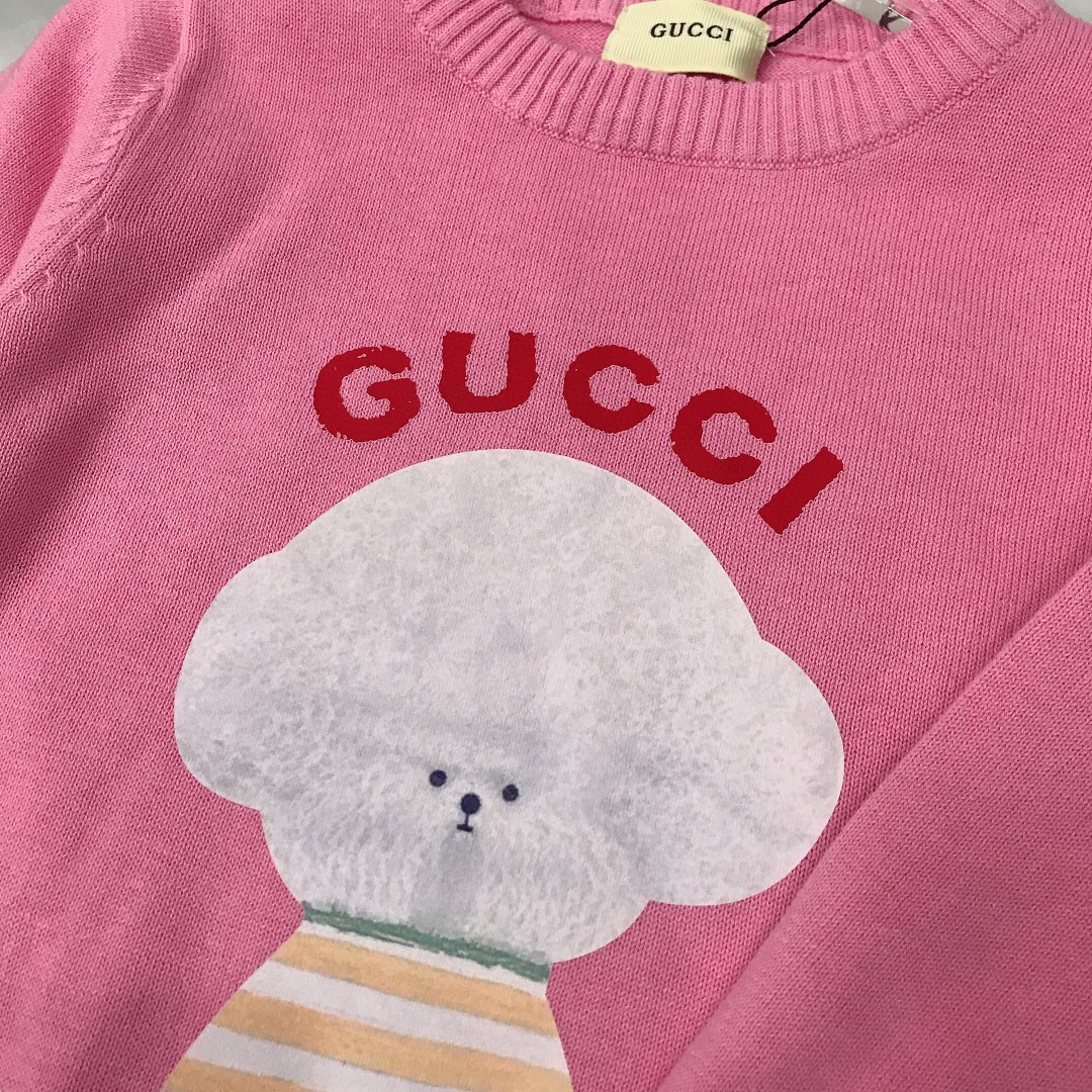 “GUCC* High-Quality Knit Sweaters for Boys and Girls, Cute Pup Design, Soft and Cozy” - 图片 6