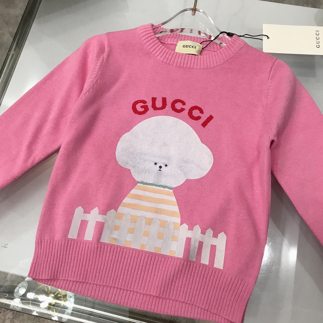 “GUCC* High-Quality Knit Sweaters for Boys and Girls, Cute Pup Design, Soft and Cozy” - 图片 4