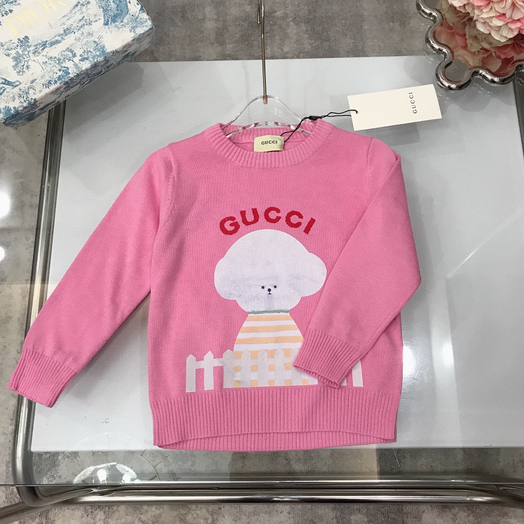 “GUCC* High-Quality Knit Sweaters for Boys and Girls, Cute Pup Design, Soft and Cozy” - 图片 3
