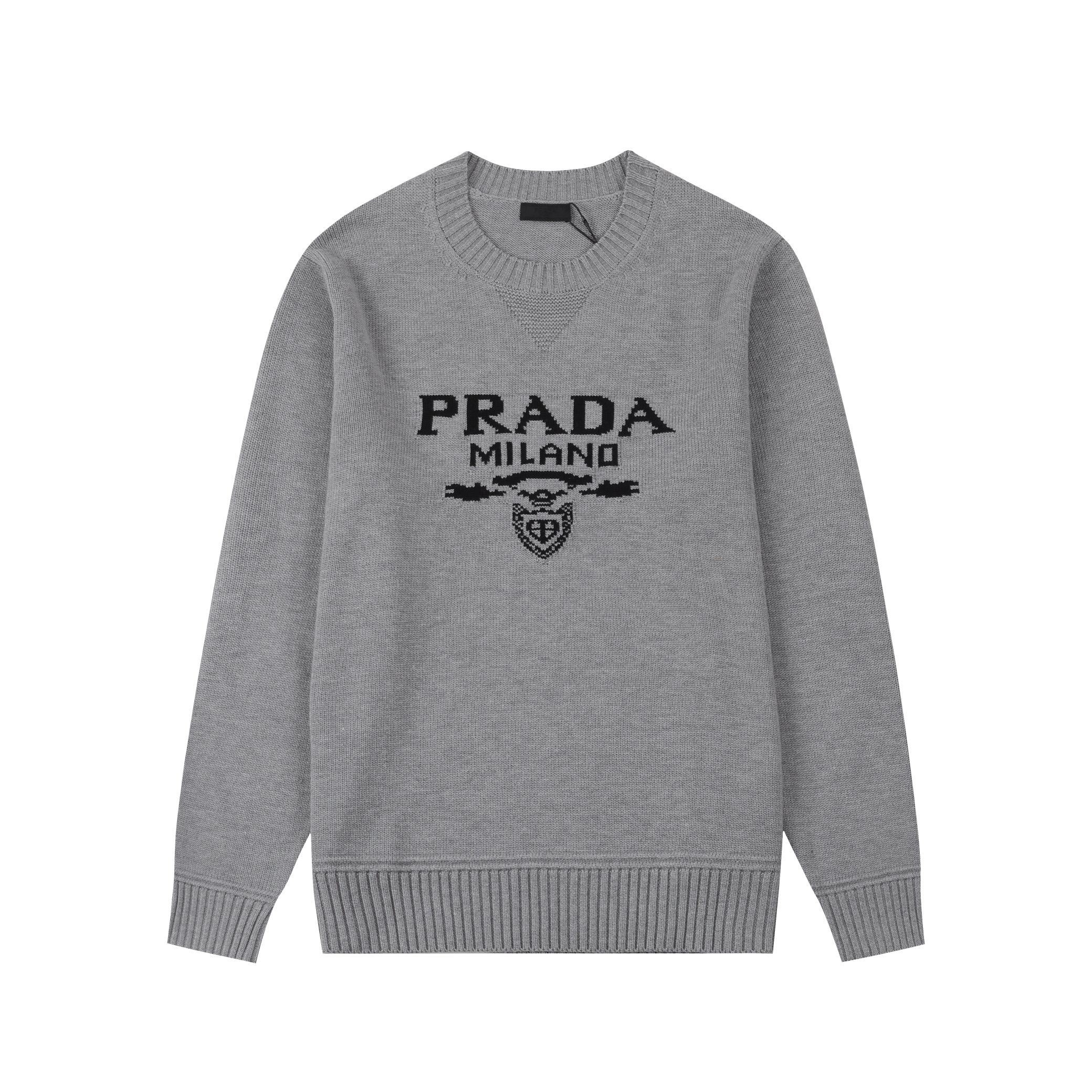 PRAD* 2024AW nuevo suéter de otoño e invierno, proceso de bordado Tajima con logo de letra, cada detalle está en su lug…