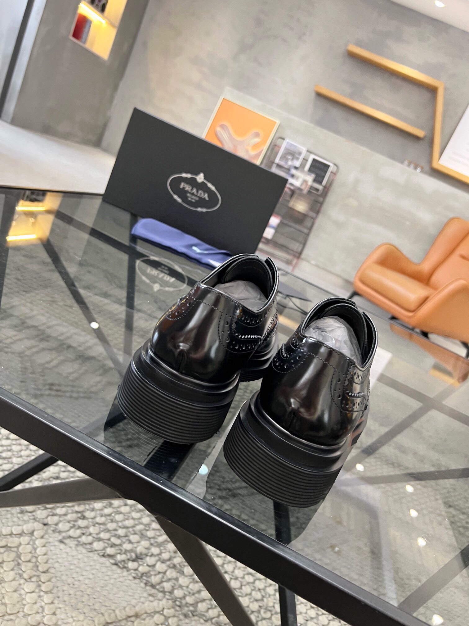 Prada Haute Couture Classic Luxury Leather Shoe Loafer Shoes 8