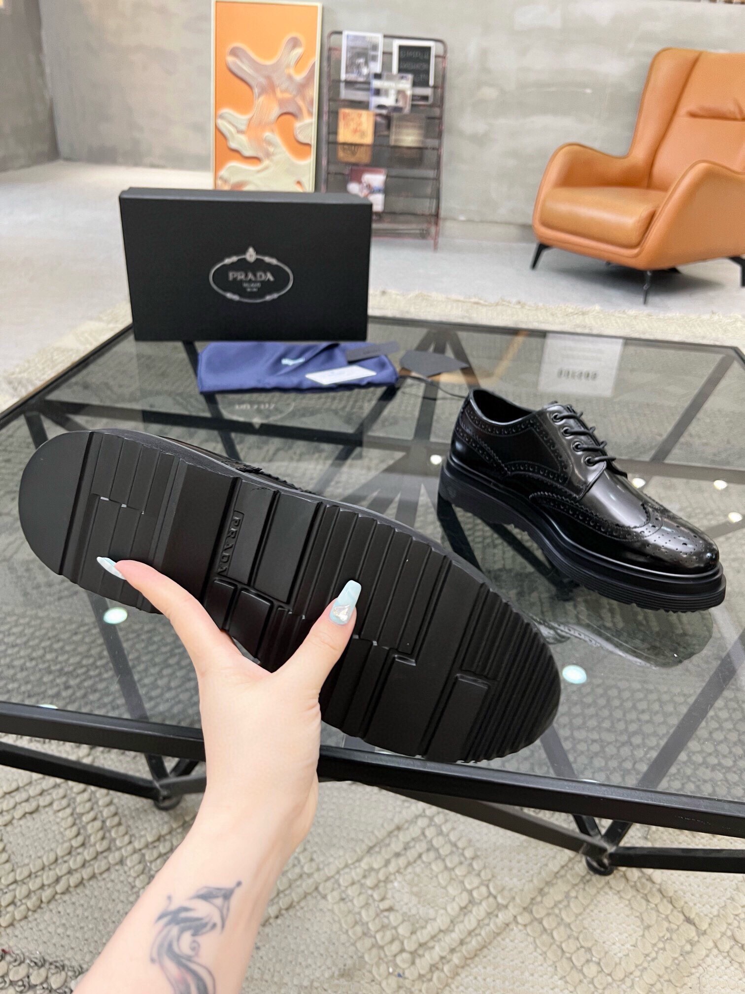 Prada Haute Couture Classic Luxury Leather Shoe Loafer Shoes 9