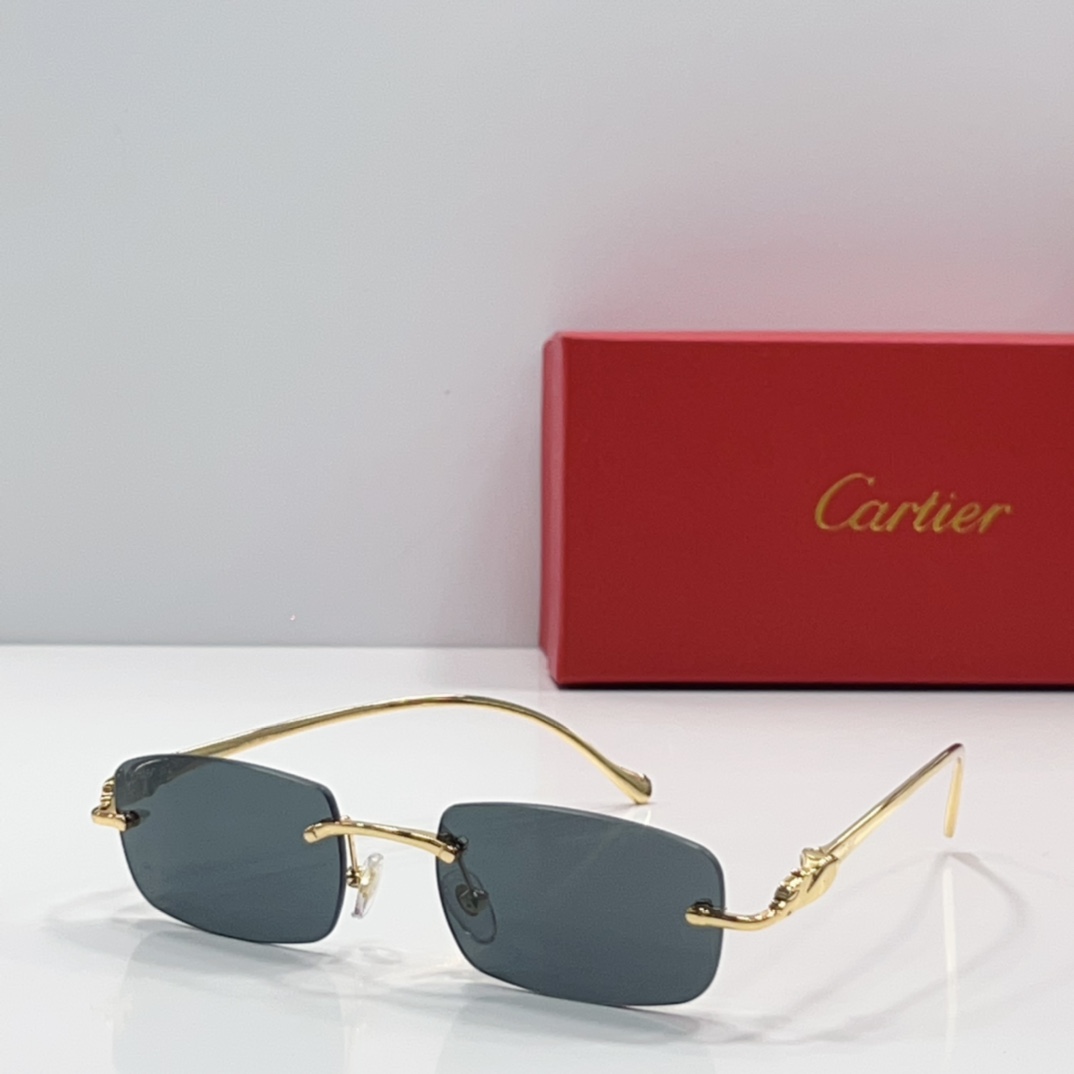 Cartier Rimless Metal Rectangular Sunglasses