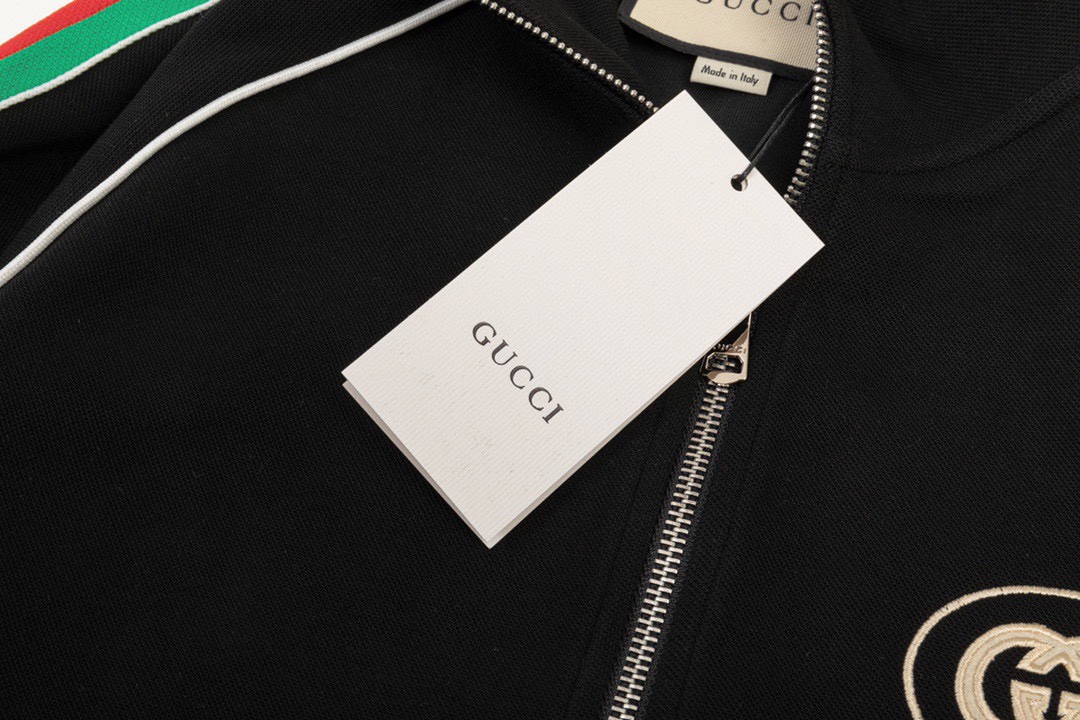 古驰/Gucci 秋冬新品 经典红绿织带开衫拉链外套