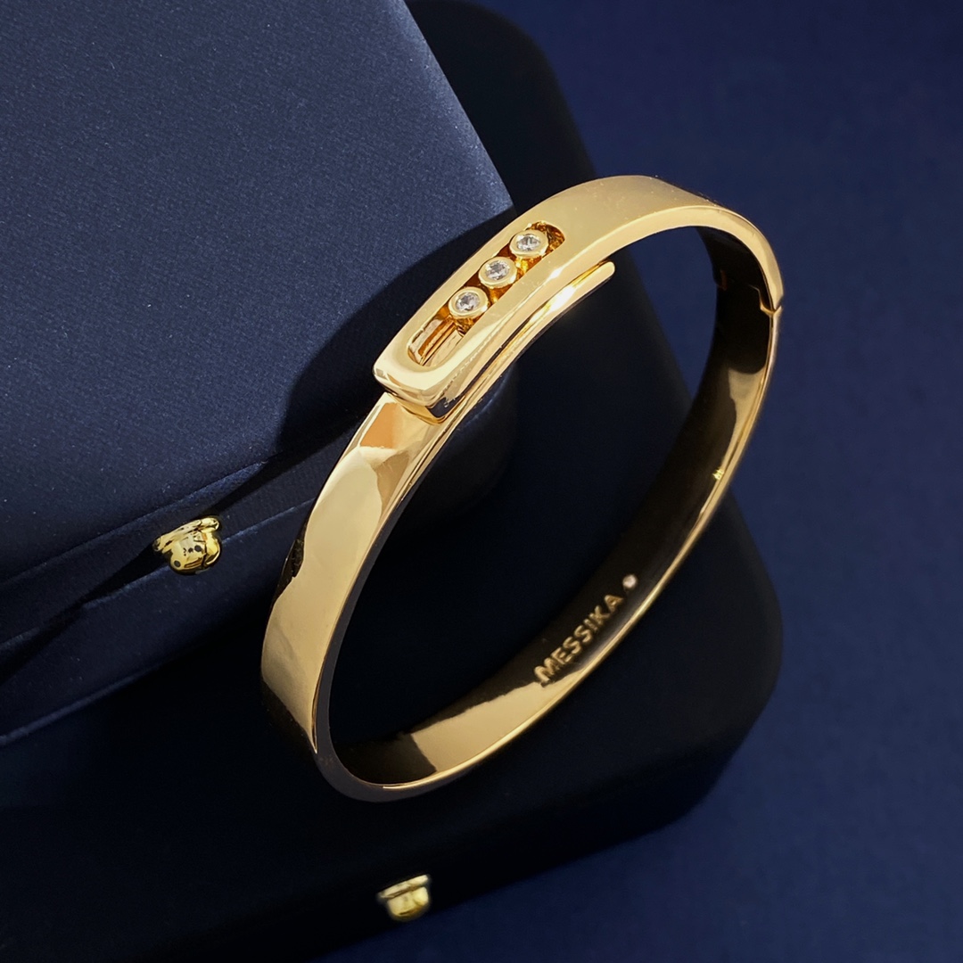 Messika Euro-American Fashion: MX92 P65 Drill Bracelets in Brass Material, Gold, Silver, Rose Gold - 图片 4